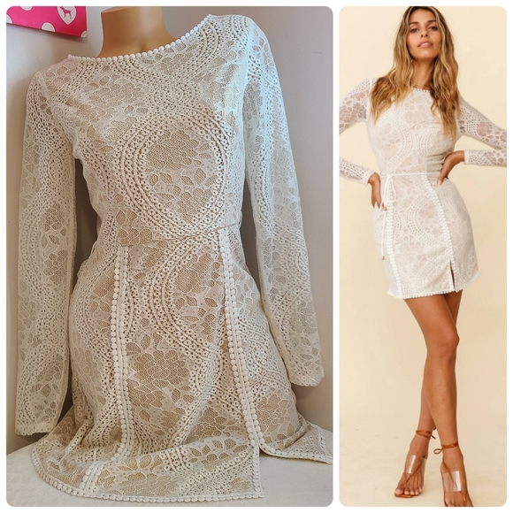 Selfie Leslie Dresses & Skirts - Selfie Leslie Palm Springs Emme Lace Dress Size Lg